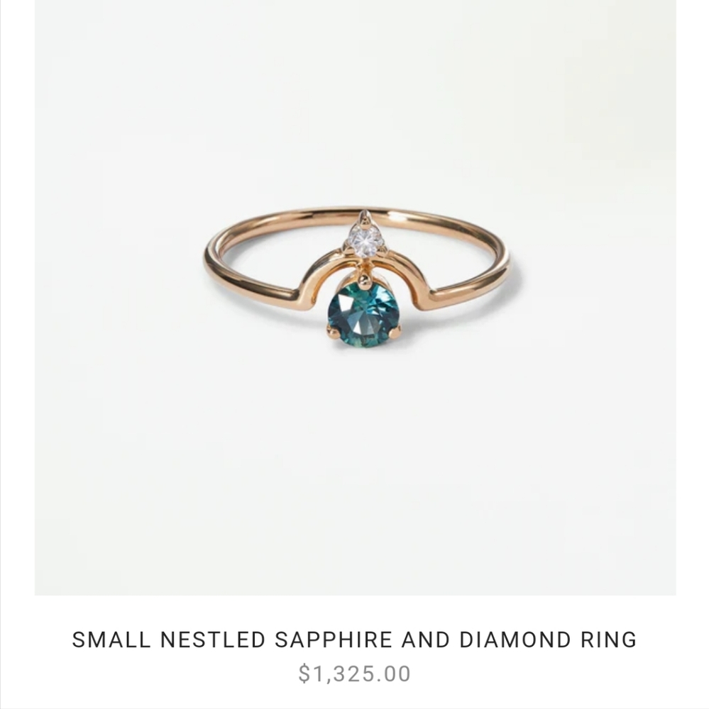 Unique blue sapphire and diamond ring in gold from wwake in size 7